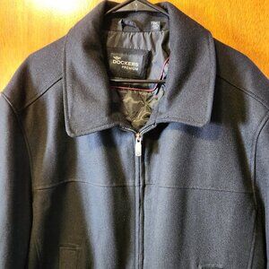 Men's 2XL Dockers Premium Black Wool Blend Full Zip Coat